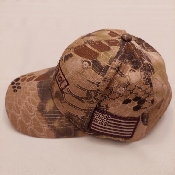 Castrol Oil brown leaf camo design US flag embroidered trucker hat. - Picture 2 of 11